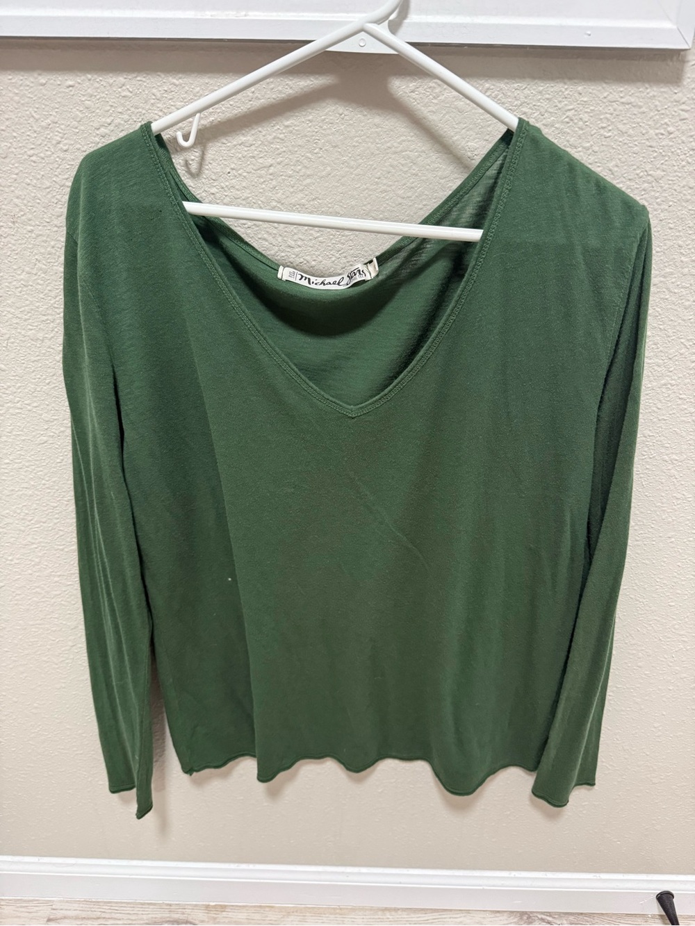 Michael Stars Olive Green V-Neck Long Sleeve Top